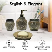 Classy 1 Soap Dispenser, 1 Tooth Brush Holder, 1 Soap Dish and 1 Tumbler (Set of 4 ,SMS-020, Brown)-thumb2