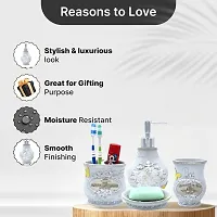 Classy 1 Soap Dispenser, 1 Tooth Brush Holder, 1 Soap Dish and 1 Tumbler (Set of 4,SMS-541, Silver)-thumb2