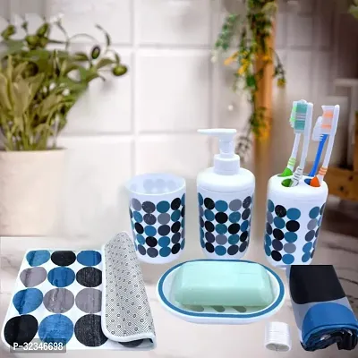 Useful Plastic Printed Bathroom Accessories Set