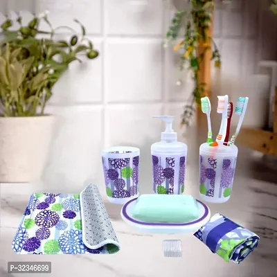 Useful Plastic Printed Bathroom Accessories Set-thumb0