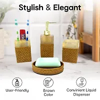 Classy 1 Soap Dispenser, 1 Tooth Brush Holder, 1 Soap Dish and 1 Tumbler (Set of 4 ,SMS-478, Brown)-thumb3