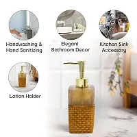 Liquid Soap Dispenser and Toothbrush Holder Tumbler Soap Dispenser Bathroom Set of 4(SMS-478, Brown)-thumb2