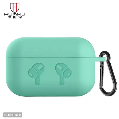AirPods Pro BLACK with Case Cover Portable Silicone Skin Cover with Keychain Carabiner (Supports Wireless Charging) Compatible - (SKYBLUE)-thumb2