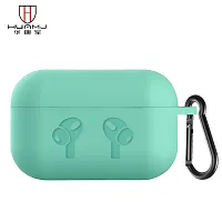 AirPods Pro WHITE with Case Cover Portable Silicone Skin Cover with Keychain Carabiner (Supports Wireless Charging) Compatible - (SKYBLUE)-thumb3