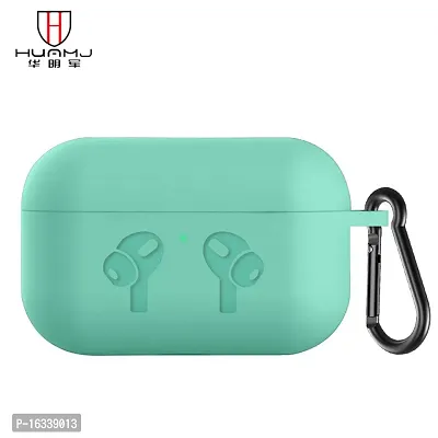 AirPods Pro WHITE with Case Cover Portable Silicone Skin Cover with Keychain Carabiner (Supports Wireless Charging) Compatible - (SKYBLUE)-thumb4