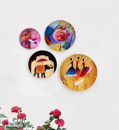 SAKSHi(DEcOR) home decoration hanging metal wall plates set of 4 plates (12, 10, 8,6)inch,multicolour,round shape,Wall Art,Ideal Gift For Wall Arts for Home,Living Room,Bedroom, Office decoration etc