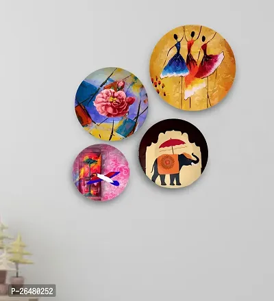 SAKSHi(DEcOR) home decoration hanging metal wall plates set of 4 plates (12, 10, 8,6)inch,multicolour,round shape,Wall Art,Ideal Gift For Wall Arts for Home,Living Room,Bedroom, Office decoration etc-thumb4