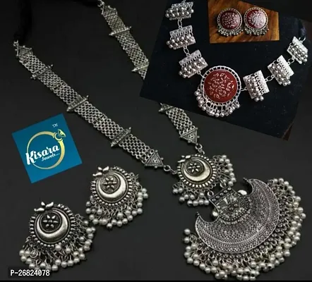 kisara oxidised necklace set , choker set  (combo set)-thumb0