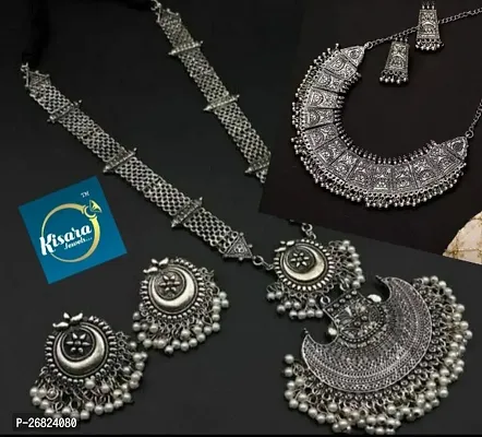 kisara oxidised necklace set , choker set  (combo set)