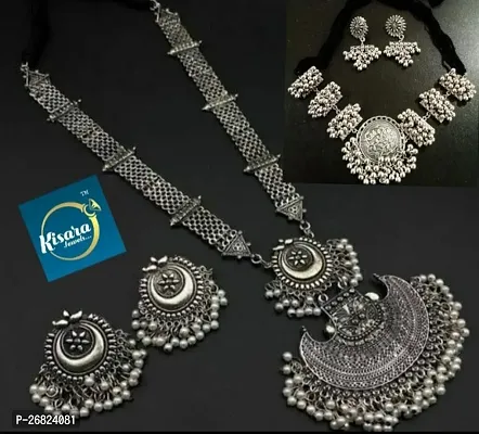 kisara oxidised necklace set , choker set  (combo set)-thumb0