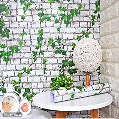 Brick leaf pattern designed decorative white wallpaper sticker for wall decoration (500 x 45 cm)-thumb4