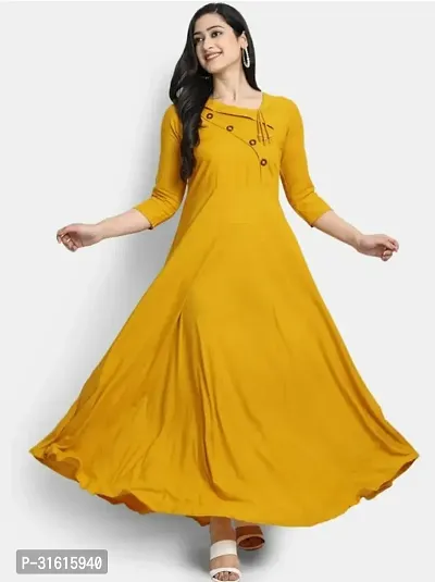 Women Solid Viscose Rayon Anarkali Kurta-thumb0