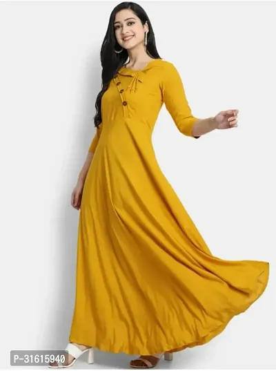 Women Solid Viscose Rayon Anarkali Kurta-thumb4