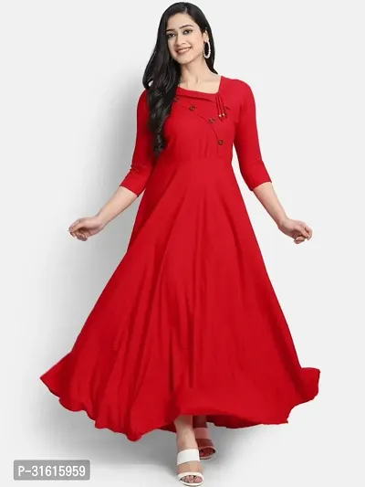 Women Solid Viscose Rayon Anarkali Kurta