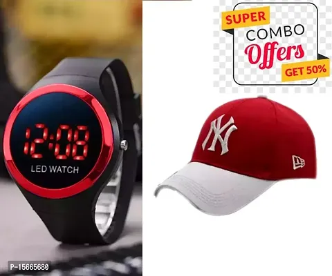 Sports Round Digital Apple with BTS Cap (Pack of 2) High Selling Combo for Boys, Sports wear watches, Casual wear watches, Combo for men, Classy Digital Apple watch with Sports Cotton Adjustable Cap.