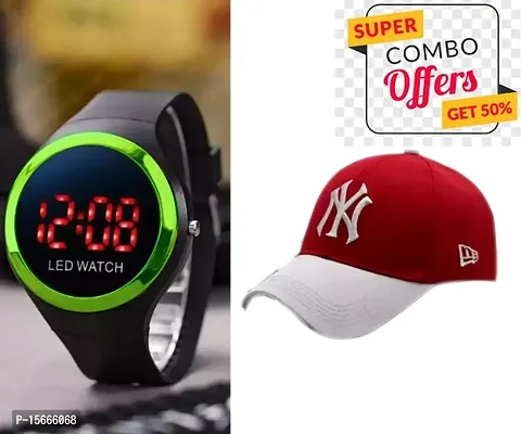 Sports Round Digital Apple with BTS Cap (Pack of 2) High Selling Combo for Boys, Sports wear watches, Casual wear watches, Combo for men, Classy Digital Apple watch with Sports Cotton Adjustable Cap.-thumb0