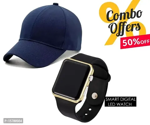 Trending Smart Metal watch with Sports Cap (Pack of 2) Latest Combo for Boys  Girls, Summer Sports Cap, Metalic watch, Wrist watches, Baseball Caps, Latest Combo for Unisex.