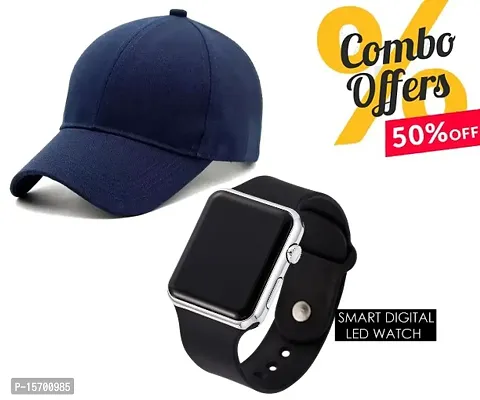 Trending Smart Metal watch with Sports Cap (Pack of 2) Latest Combo for Boys  Girls, Summer Sports Cap, Metalic watch, Wrist watches, Baseball Caps, Latest Combo for Unisex.