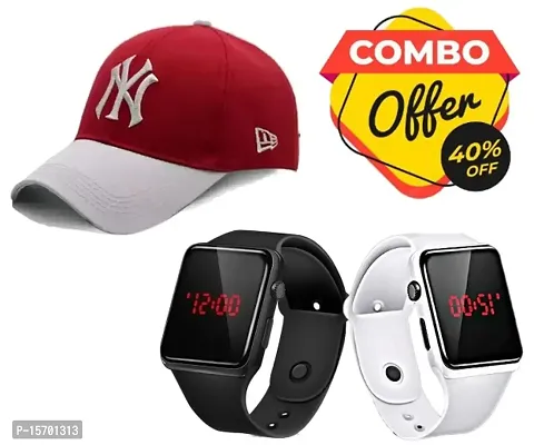 Digital watch with YN Cotton cap Combo (Pack of 2) Top Sellling Sports Combo for Boys  Girls, Smart watches, Adjustable Cotton Cap, Affordable combo for Unisex.