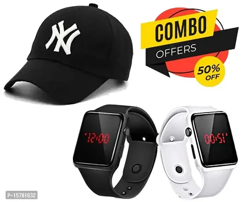 Digital watch with BTS caps (Pack of 3) New Trending Combo for Kids, Smart watch with Cotton Cap Combo, Date  Time Display watch, Summer Caps, Latest combo for Boys  Girls.