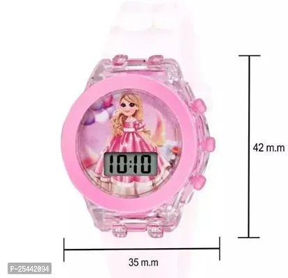 JD-Pk Pink WATCH for girls BARBIE kids light glowing watch with silicone strap Multicolor LED digital light kids watch {3-9 Year - PINK}-thumb3