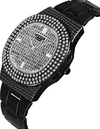 Exclusive Black Square Diamond Studded Analog watch for Men  Women, Wrist watch, Black watch, Diamond watch, Party wear watches, Latest Designer watches, Free Size, (Pack of 1)-thumb1