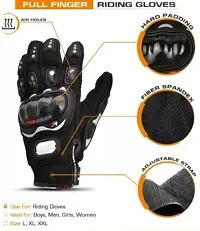 Black Pro Biker Gloves, Outdoor Riding Full Finger Glove, Riding Gloves, Riding Gloves Winter,Riding Gloves For Men,Black Sports Riding Gloves For Unisex,Gloves for two-wheelers,Racing Gloves, Profes-thumb2