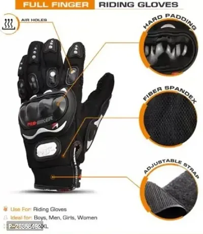 Black Pro Biker Gloves, Outdoor Riding Full Finger Glove, Riding Gloves, Riding Gloves Winter,Riding Gloves For Men,Black Sports Riding Gloves For Unisex,Gloves for two-wheelers,Racing Gloves, Profes-thumb3