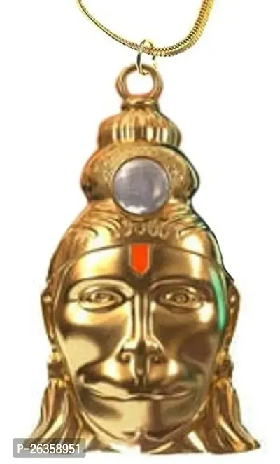 GOLD Shri Hanuman Chalisa Yantra Locket/Pendant Yantra/Kavach for Bring Prosperity, Peace, Good Luck and Protect from Enemies with Chalisa Printed On Optical Lens with Gold Plated Chain for Men/Women