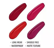 Red Edition Liquid Lipstick Combo, (Pack of 4) Matte Finish Look Waterproof Lipstick.-thumb2