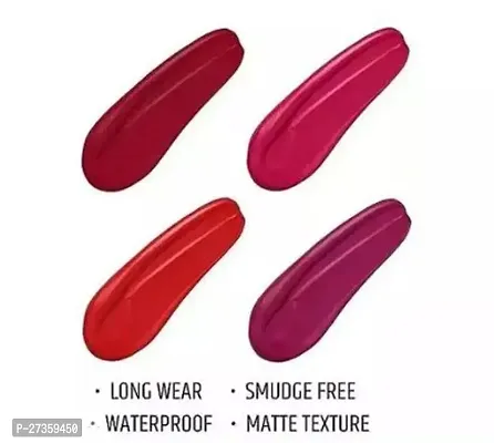 Red Edition Liquid Lipstick Combo, (Pack of 4) Matte Finish Look Waterproof Lipstick.-thumb3