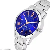 Blue Dial Silver Metal Analog Watch for Men (Casual + Formal + Party wear) Watch-thumb2