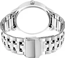 Stylish Black Dial Stainless Steel Silver Bracelet Analog Watch (Casual + Formal + Party wear) Watch, Silver Watch, Round Watch,  Wrist Watch.-thumb1