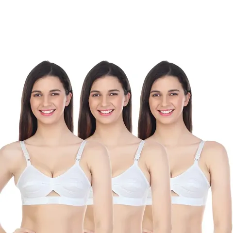 Pack Of 3 Cotton Solid Bras