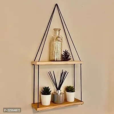 Macrame 2-Tier Wall Hanging Shelf-thumb0