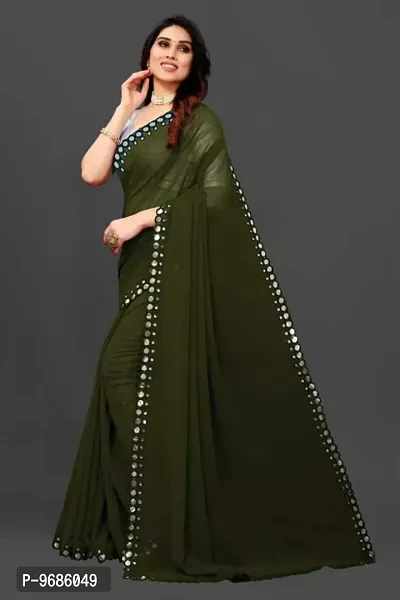 Classic Georgette Lace Work Saree with Blouse piece
