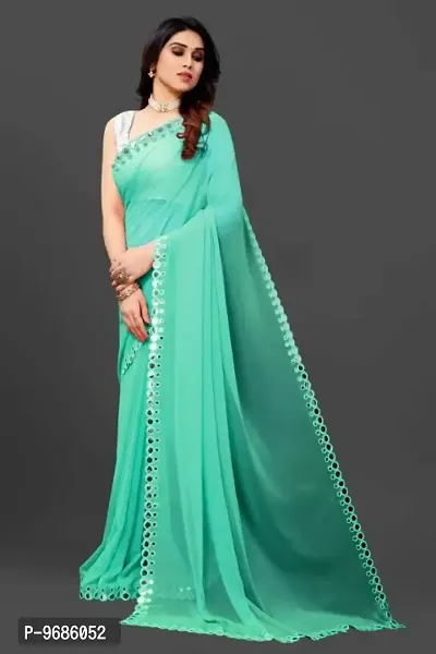 Classic Georgette Lace Work Saree with Blouse piece