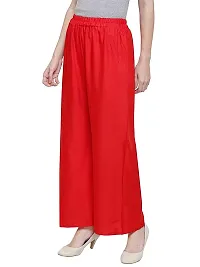 Stunning Red Cotton Solid Palazzo For Women-thumb2