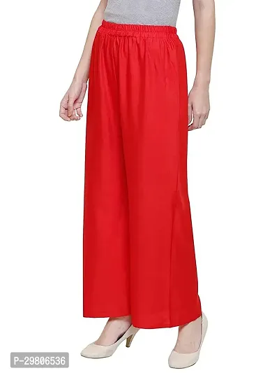 Stunning Red Cotton Solid Palazzo For Women-thumb3