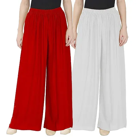 Stunning Rayon Solid Palazzo For Women- Pack Of 2