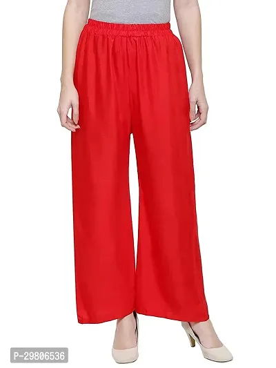 Stunning Red Cotton Solid Palazzo For Women-thumb0