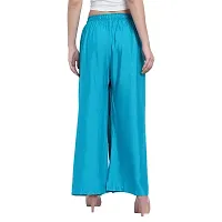 Stunning Blue Cotton Solid Palazzo For Women-thumb1