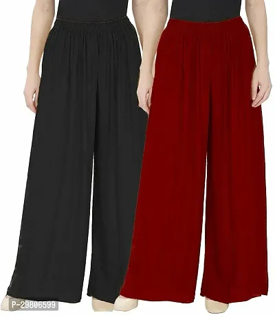 Stunning Rayon Solid Palazzo For Women- Pack Of 2-thumb0