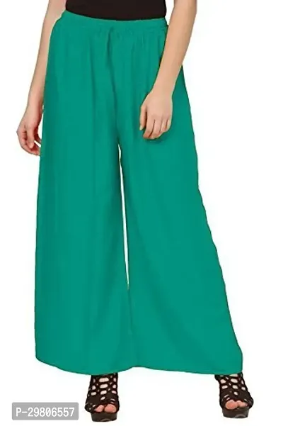 Stunning Green Rayon Solid Palazzo For Women-thumb0