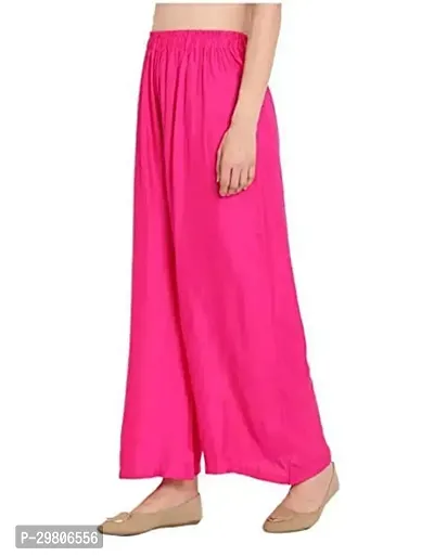 Stunning Pink Rayon Solid Palazzo For Women-thumb3