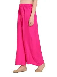 Stunning Pink Rayon Solid Palazzo For Women-thumb2