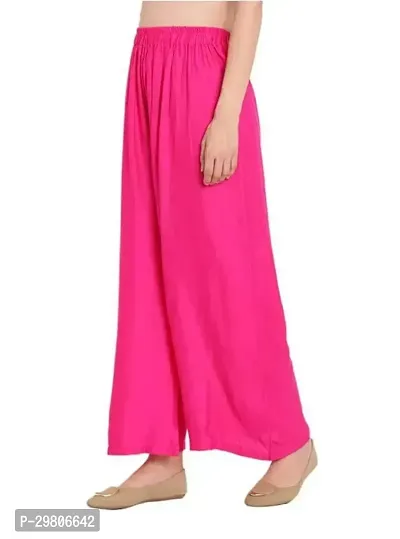 Stunning Pink Rayon Solid Palazzo For Women-thumb3