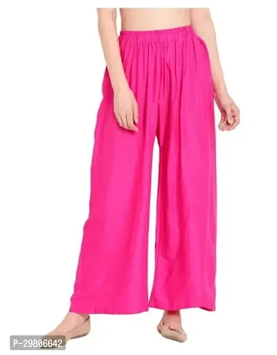 Stunning Pink Rayon Solid Palazzo For Women