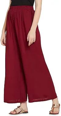 Stunning Maroon Rayon Solid Palazzo For Women-thumb1