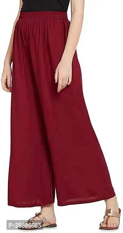 Stunning Maroon Rayon Solid Palazzo For Women-thumb2